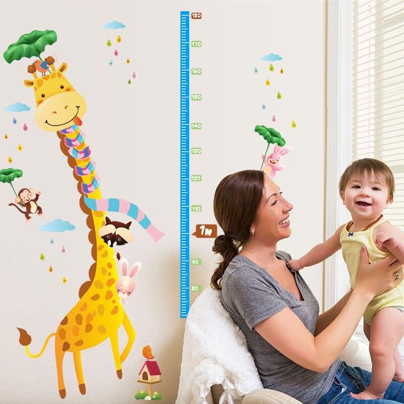 sk9030 cartoon Giraffe height measure wall stickers for children decals diynursery room interior wall decoration