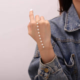 Women\'s Fashion Faux Pearl Bracelet Link Finger Ring Hand Chain Harness Jewelry