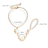 Women\'s Fashion Faux Pearl Bracelet Link Finger Ring Hand Chain Harness Jewelry