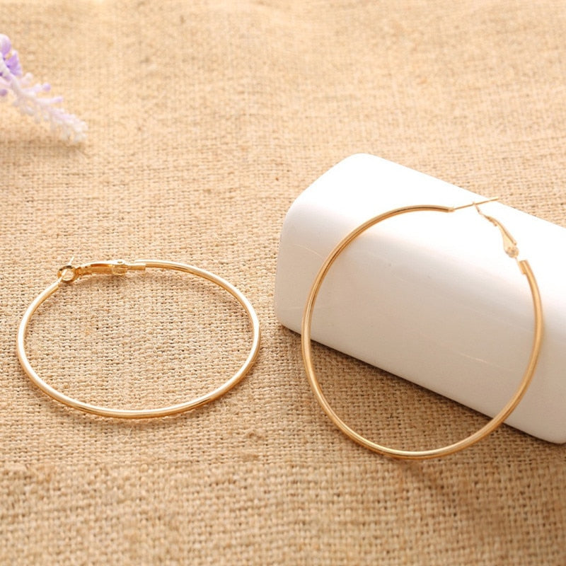 Golden Small Big Circle Women Hoop Earrings Exaggerated Hoop Ear Loop Smooth Ring Round Earring Stainless Steel Jewelry eg10gdc2b-4