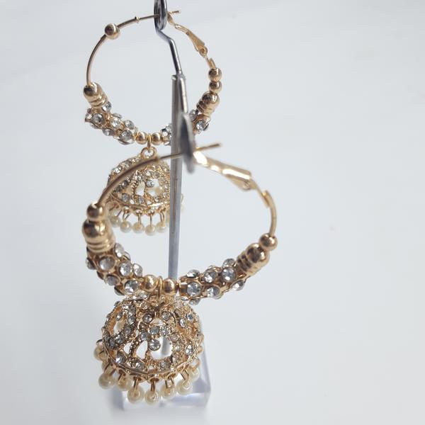 Afghan Kundan Gold color Big Circle Ethnic Hoop Earring