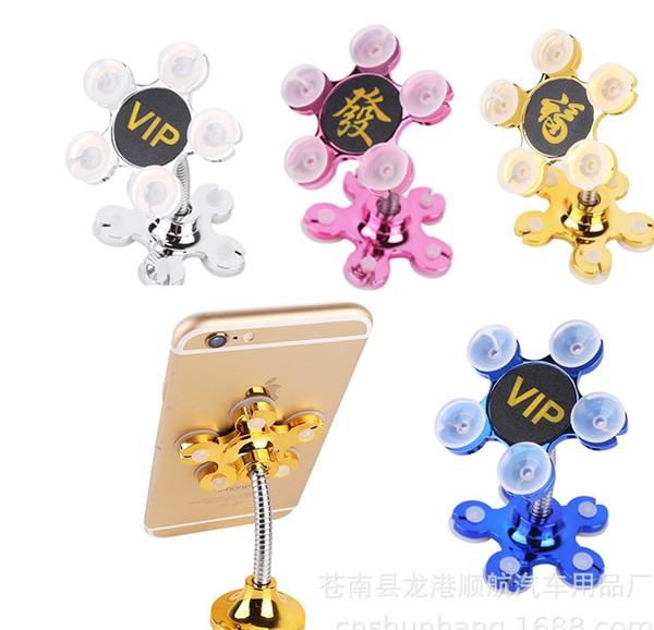 Rotatable Metal Flower Magic Suctionable Cup Mobile Phone Holder Car Stand hrfrmit4f-1