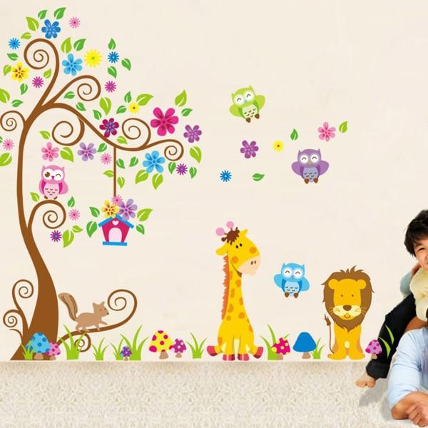 WALL STICKER JM7251ab  wallsticker 2x60x90 wallstiker trans JM7251-GIRAFFE LION TREE