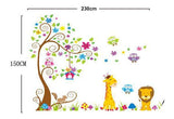 WALL STICKER JM7251ab  wallsticker 2x60x90 wallstiker trans JM7251-GIRAFFE LION TREE
