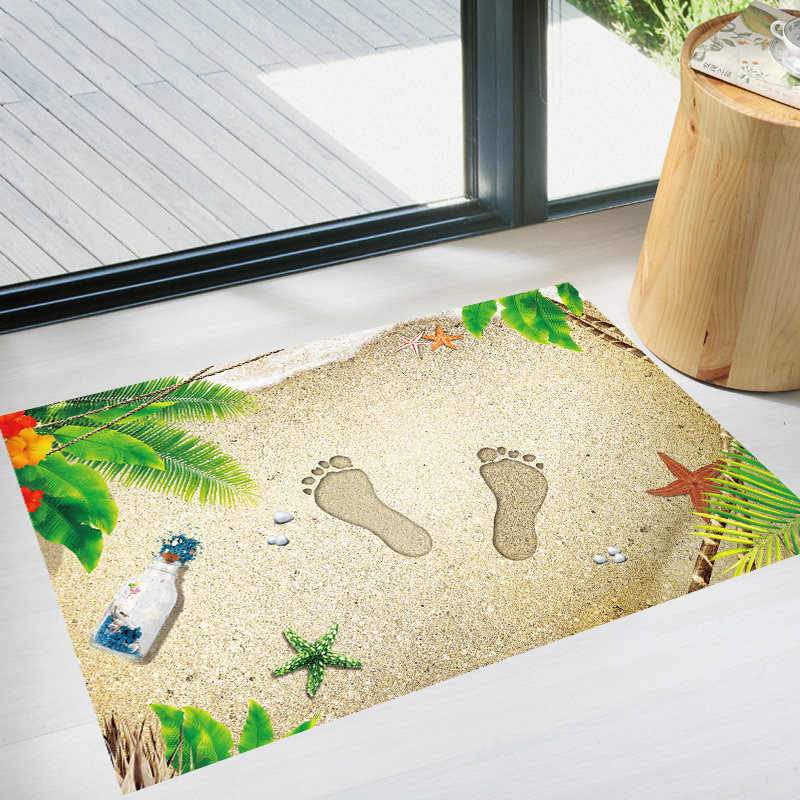 Kun Shang new 3D solid beach footprints, floor stickers, door mats, PVC waterproof XH9298