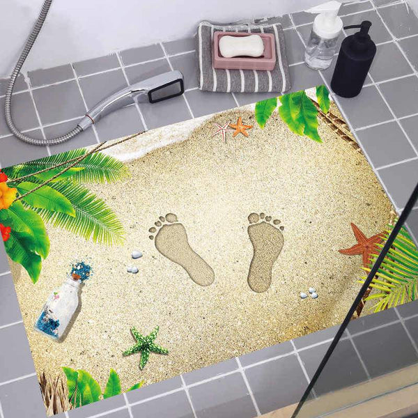 Kun Shang new 3D solid beach footprints, floor stickers, door mats, PVC waterproof XH9298