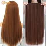 Synthetic Long Straight Hairstyles Synthetic 5 Clip In Hair Extension Heat Resistant Hairpieces Brown Black Piece For Women