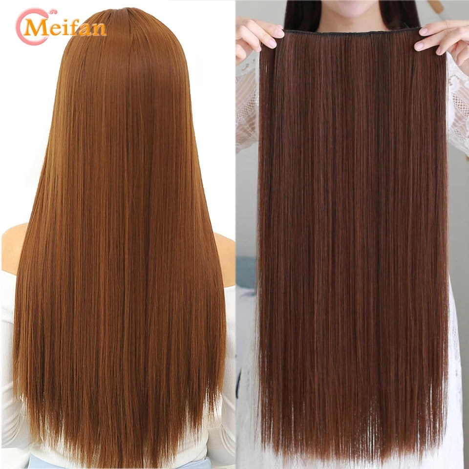 Synthetic Long Straight Hairstyles Synthetic 5 Clip In Hair Extension Heat Resistant Hairpieces Brown Black Piece For Women