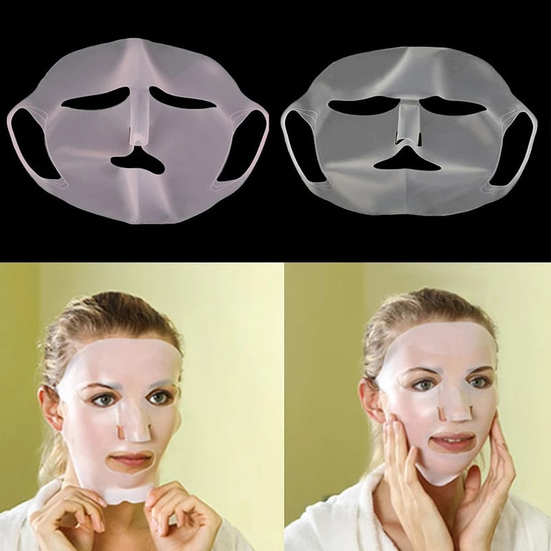 Silicone Moisturizing Mask Sheet Face Mask Prevent Evaporation-White