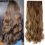 Remei  Synthetic Long Wave Clip In Hair Extension Heat Resistant Wavy Hairpiece High Temperature Fiber