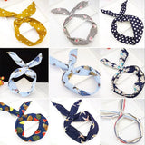 Randum Cute Turban Girls Cartoon Print Headband Womens Multi Use Adjustable Hair Band with Metal Wire Scarf Cross Bow Hair Accessories hbfrmid4k-1