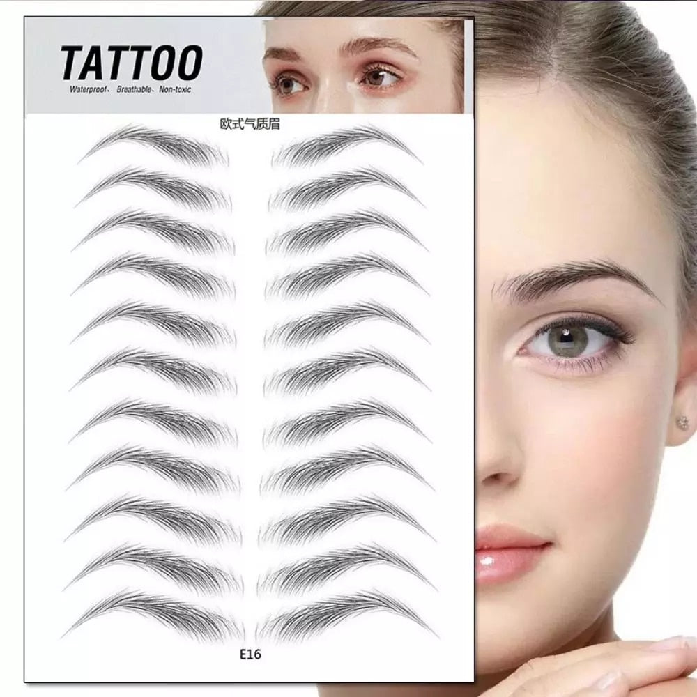 2 Pair Water Transfer 6D Eyebrows Sticker Semi-Permanent Long Lasting False Brown Eyebrow Tattoo Stickers Eye Makeup Tools ssfrbks4h-a