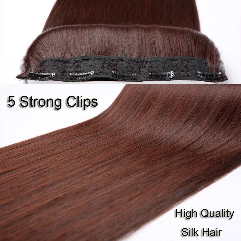 Synthetic Long Straight Hairstyles Synthetic 5 Clip In Hair Extension Heat Resistant Hairpieces Brown Black Piece For Women