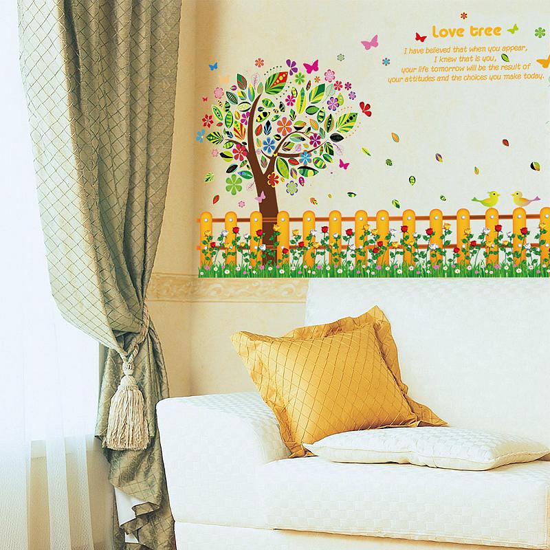 sk9024 Home decor love tree stickers for wall removable colorful wall pictures for living room