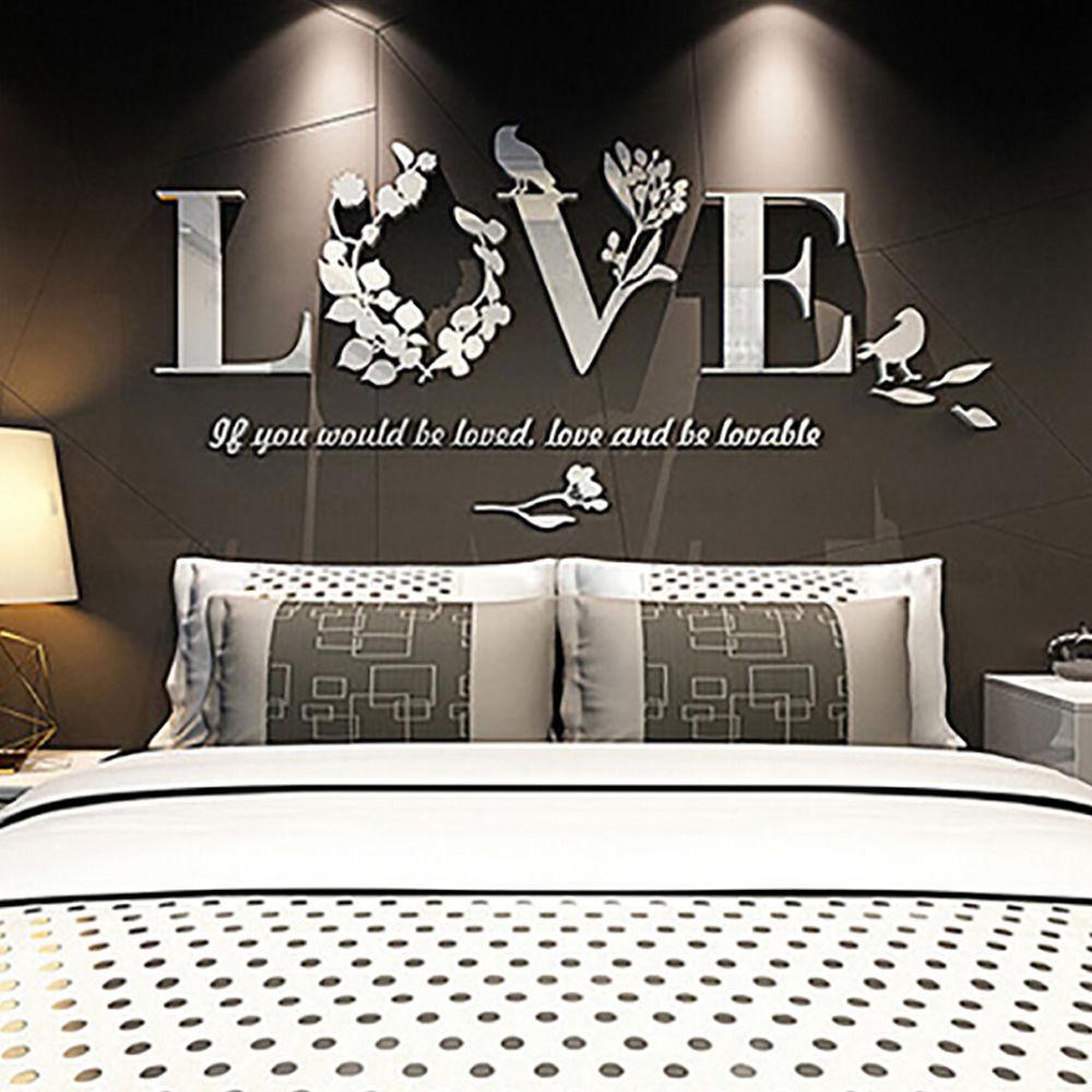 Stylish Removable 3D Leaf LOVE Wall Sticker Acrylic Decals Bedroom Decor ZH909