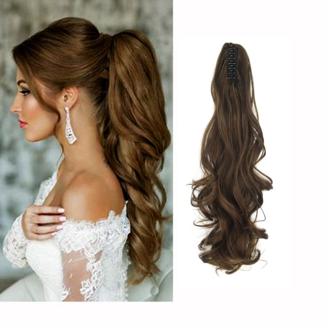 Ponytail Hair Extension Heat Resistant Curls Claw Clip Pony Tail Hairpiece  hair with Hair clip