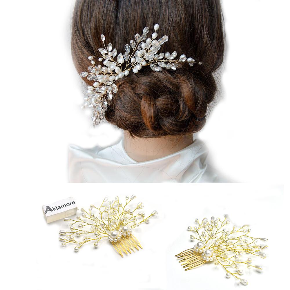 Fashion Golden and White Pearl  Wedding Hair Accessories Flowers Bridal Hair Jewelry Hair Pins Pearl Clips for Women Headpieces
