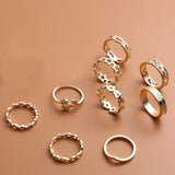10 Piece Dainty Gold Snake Bohemian Ring Set, Midi Boho Ring Set, Boho Stack Gold Ring Set, Multi Jewelry Boho Stackable Ring Set