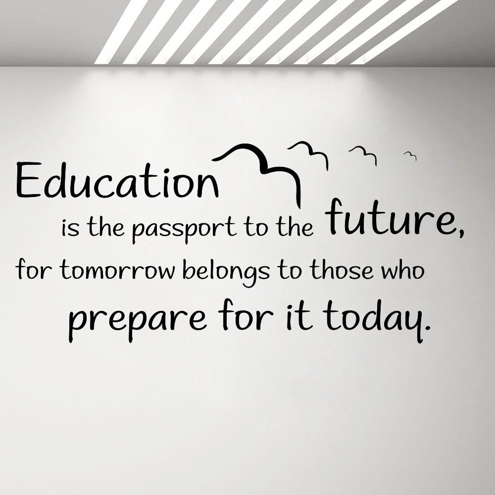 Vinyl Wall Stickers Education is the Passport to the Future Wall Vinyl Decal Sticker Motivational Quotes Classroom Decor C286
