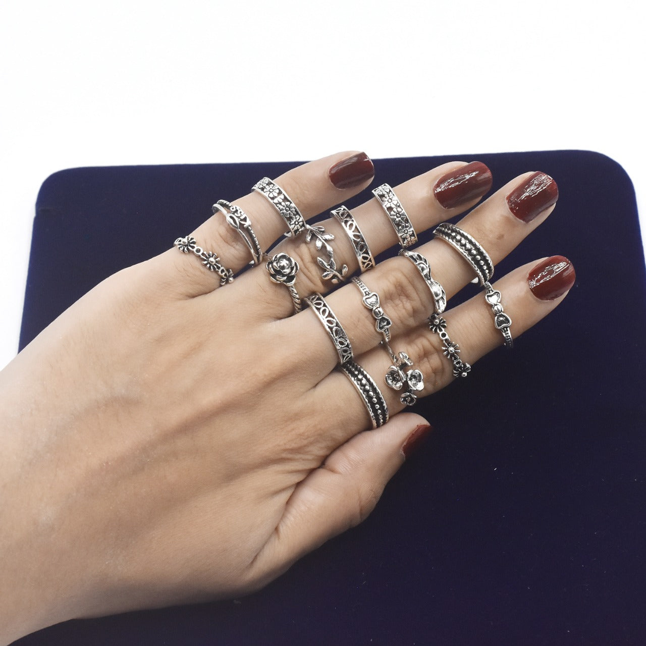 15 PCS Knuckle Stacking Rings for Women Girls,Boho Vintage Geometric Moon Sun Crystal Midi Finger Rings Set  fgfrarf1y-h