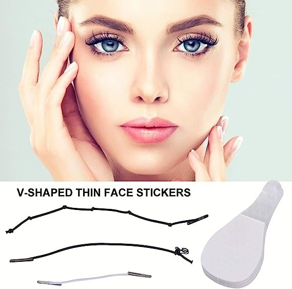 Face Lifting Sticker pack of 10, Invisible Face Lifting Patches Thin Face Chin Lift Tape, Face Lift Adhesive Tape Invisible Thin Face Stickers V-Shape Face Lift Tape Make-up Face Lift Tools, for Face