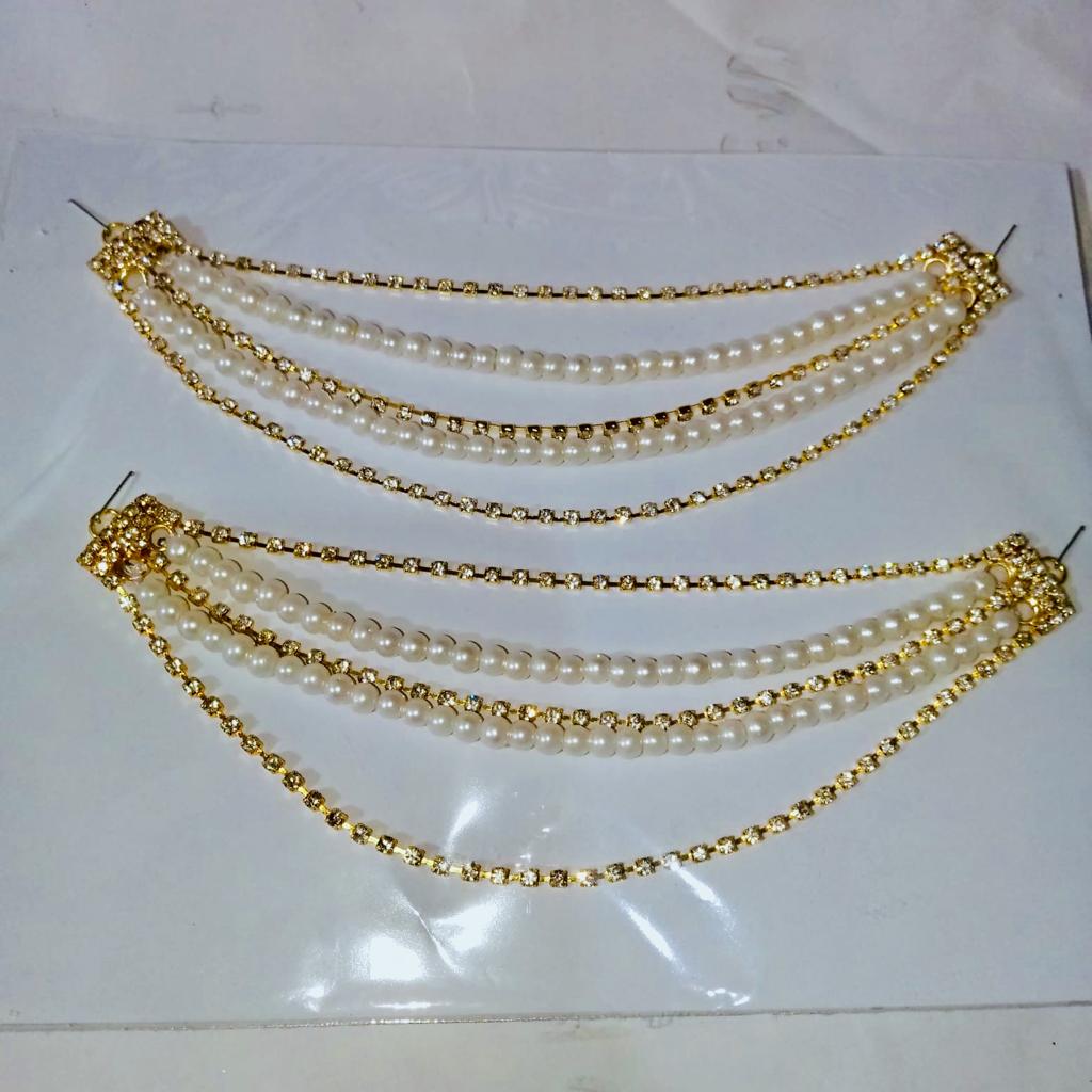 2021 Indian Jewelry Sahara Earring link Headdress Women Antique Gold Pearl Tassel Earrings With Long Sahara Chain egfrcrb9g-1
