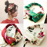 Women Randum Multi Girls Summer  Hair Bands Print Headbands Retro Cross Turban Bandage Bandanas HairBands Hair Accessories Headwra hbfrmid5b-1