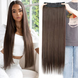 Synthetic Long Straight Hairstyles Synthetic 5 Clip In Hair Extension Heat Resistant Hairpieces Brown Black Piece For Women