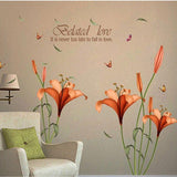 [Fundecor] PVC orange flowers butterfly leaf wall stickers for kids rooms living room bathroom kitchen decor wall decals poster