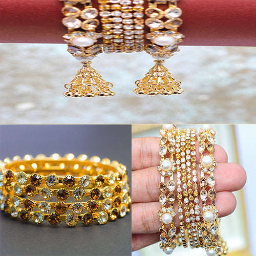 Fashion Imitation Pearl Gold Silver Plated Crystal Multi-layer Cuff Bangles Women's Rhinestones  Bangle Jewelry bl24gre3a-1
