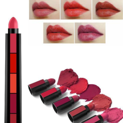 Fab 5 Steps Pop-Up Pen Style stick - 5 in 1 Moisturizing Matte Finish - Lipstick Set  5smlmiz9b-7