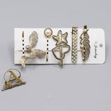 6pcs set Gold Rhinestone Scissors Pearls Hairpins Hair Clips Hair Accessories