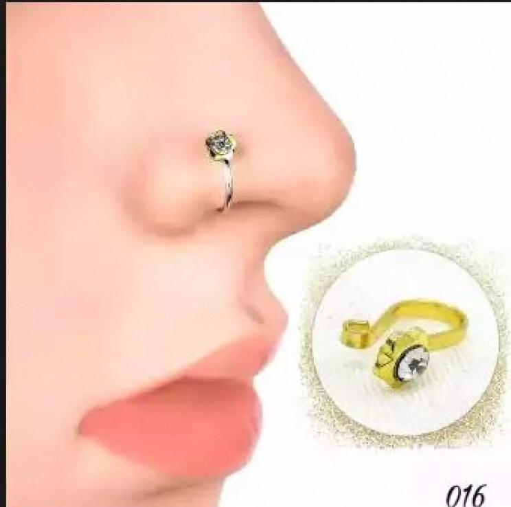 4Pcs nose ring Stainless Steel golden Nose Piercing Ring with shinning silver stones Hoop Nose latest designed Women/girls Jewellery 2020 ngfrgda5d_3