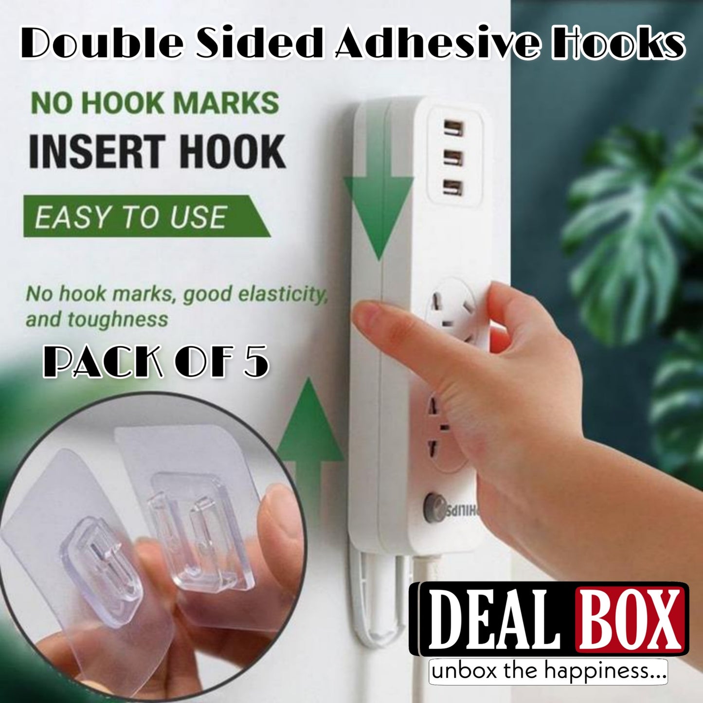 Double Sided Hooks Adhesive Wall Hooks for Hanging - Transparent  hrfrclv1f-1