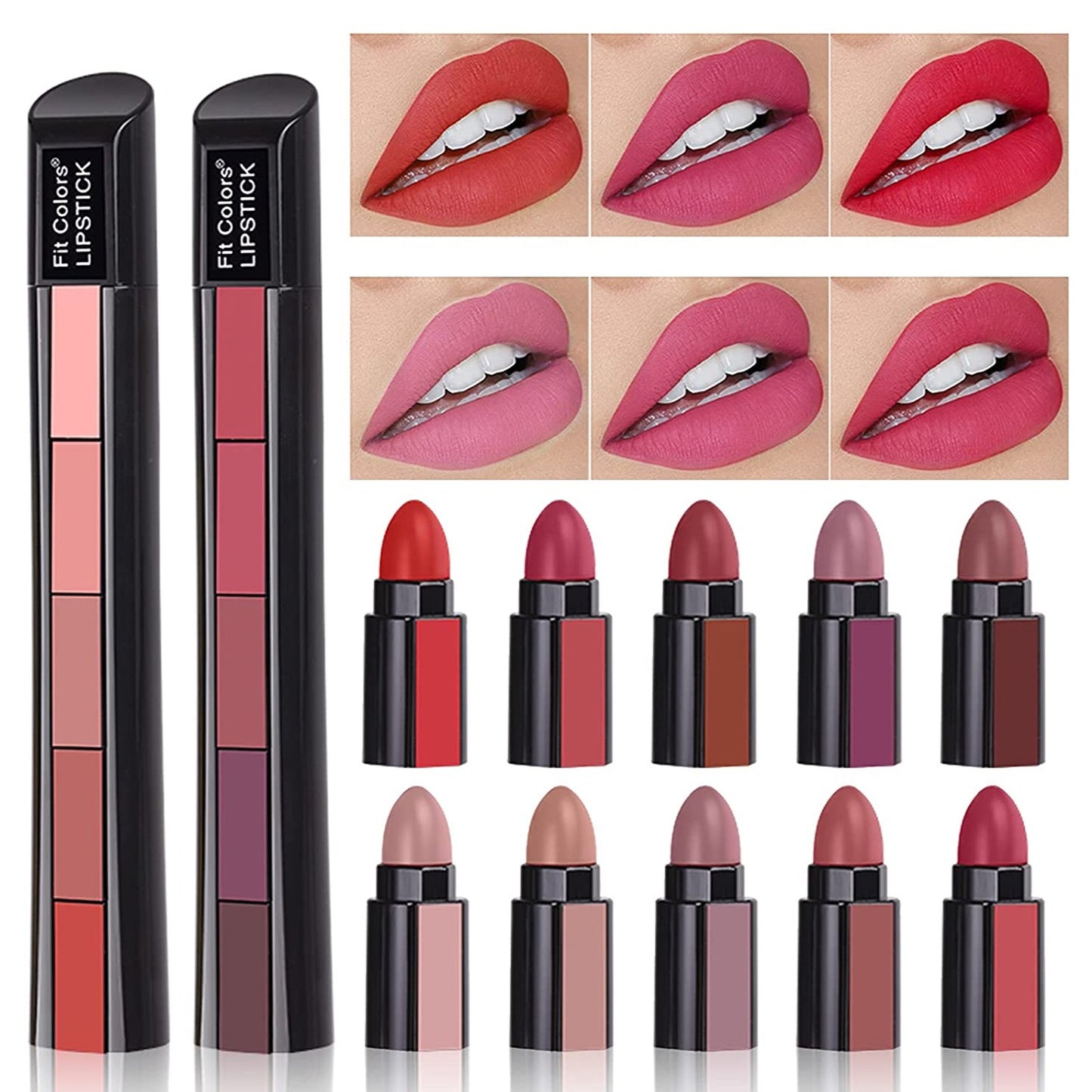 Fab 5 Steps Pop-Up Pen Style stick - 5 in 1 Moisturizing Matte Finish - Lipstick Set  5smlmiz9b-7