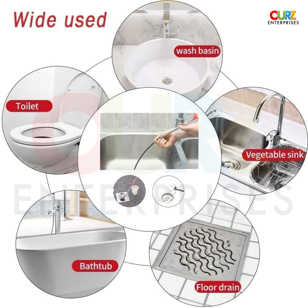 Wire Brush Hand Sink Cleaning Hook Dredging Device Snake Drain Cleaner Spring Pipe Dredging Tool Drain Opener Drain Clog Remover Sink Grabber Claws Opener Tool for Sewer Kitchen Sink Bathroom Tub Toilet Clogged Drains Catcher  crfrsrv1g-1