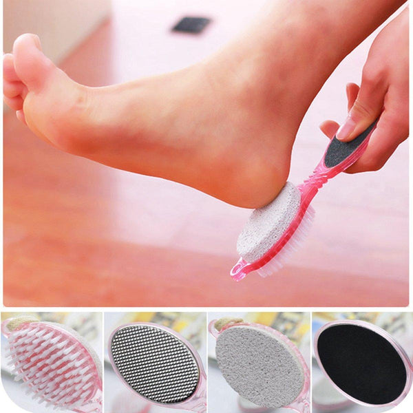 4 In 1 Multi Use Pedicure Paddle Brush - 4 Step Pedicure (Cleanse, Scrub, File And Buff)  ppbpkz4k-e