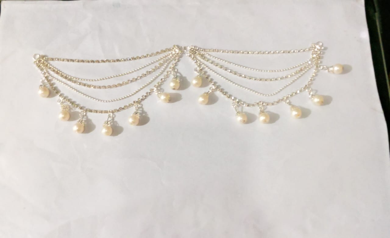 2021 Indian Jewelry Sahara Earring link Headdress Women Antique Gold Pearl Tassel Earrings With Long Sahara Chain egfrcrb9g-1