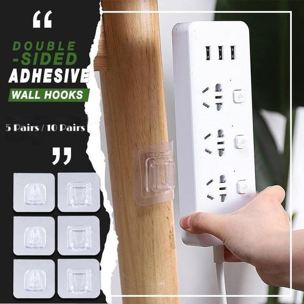 Double Sided Hooks Adhesive Wall Hooks for Hanging - Transparent  hrfrclv1f-1