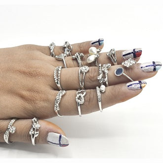15 pcs/set Retro Leaf Big Crystal Heart Finger Rings Set Female Open Joint Ring Toe Knuckle Rings for Women Body Jewelry fgfrsrf1y-e