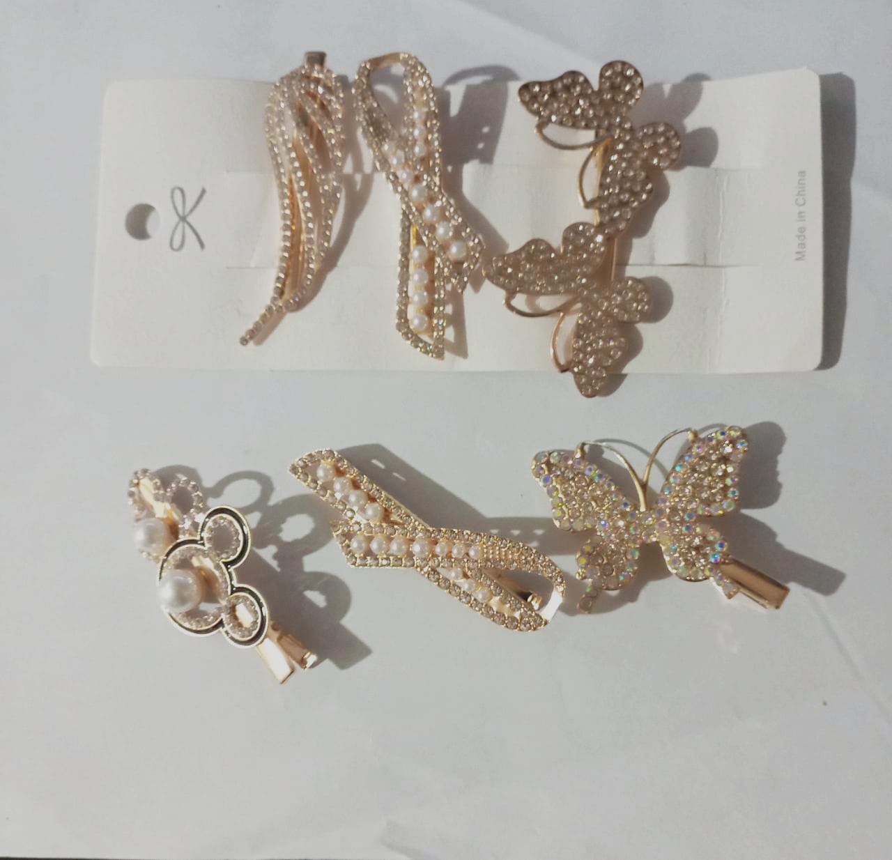 6pcs set rendom design  Gold Rhinestone Scissors Pearls Hairpins Hair Clips Hair Accessories