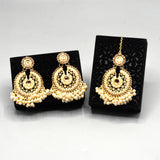 Pearl Long Multi Tassel Bar Drop Earrings With Matha patti For Women Style Sweet Dangle Brincos Party Jewelry Gift