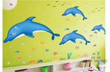 Xh9002 Wall Sticker / Stiker Dinding Blue Dolphin