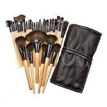 32 Pcs Professional Makeup Brush Cosmetic Beauty Make Up Brush Set + Black Pouch Bag Leather Case - Wood Color  pmbbkz9b-8