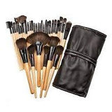 32 Pcs Professional Makeup Brush Cosmetic Beauty Make Up Brush Set + Black Pouch Bag Leather Case - Wood Color  pmbbkz9b-8