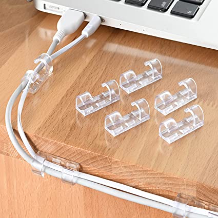 20Pcs Transparent Self Stick Wire Data Cable Cord Clips Clamp Table Wall Tidy Back Adhesive Organizer Holder  hrfrclv1h-1