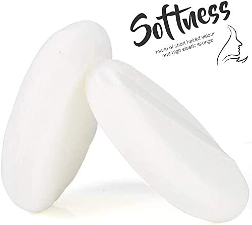 2 Pcs 4.13 inch Powder Puff For Body Powder Loose Powder, baby puff，Talcum powder puff，Ultra Soft Large Round Velour Smooth Apply Puff With Ribbon Band Handle，Washable Powder Puff （White）