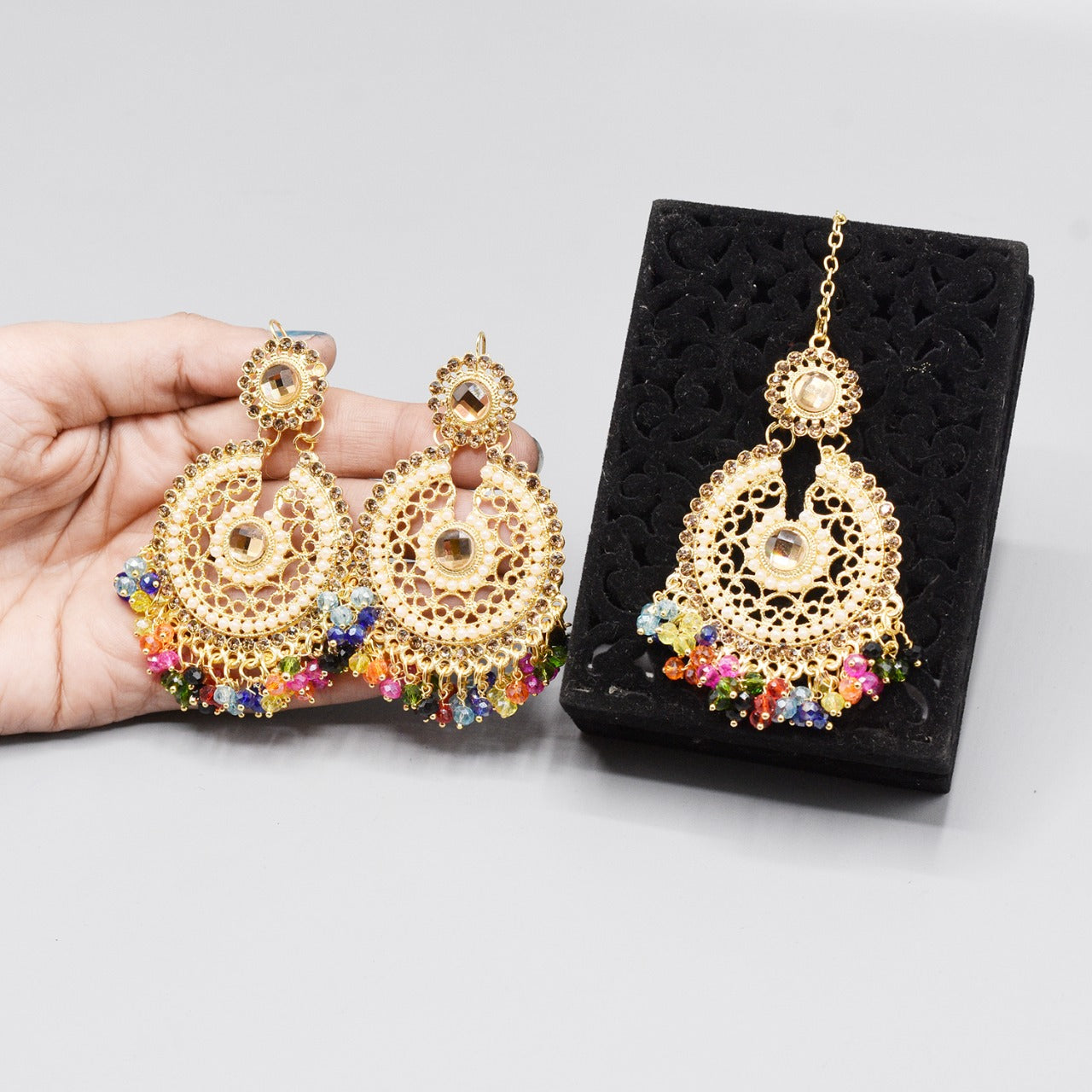 Pearl Long Multi Tassel Bar Drop Earrings With Matha patti For Women Style Sweet Dangle Brincos Party Jewelry Gift