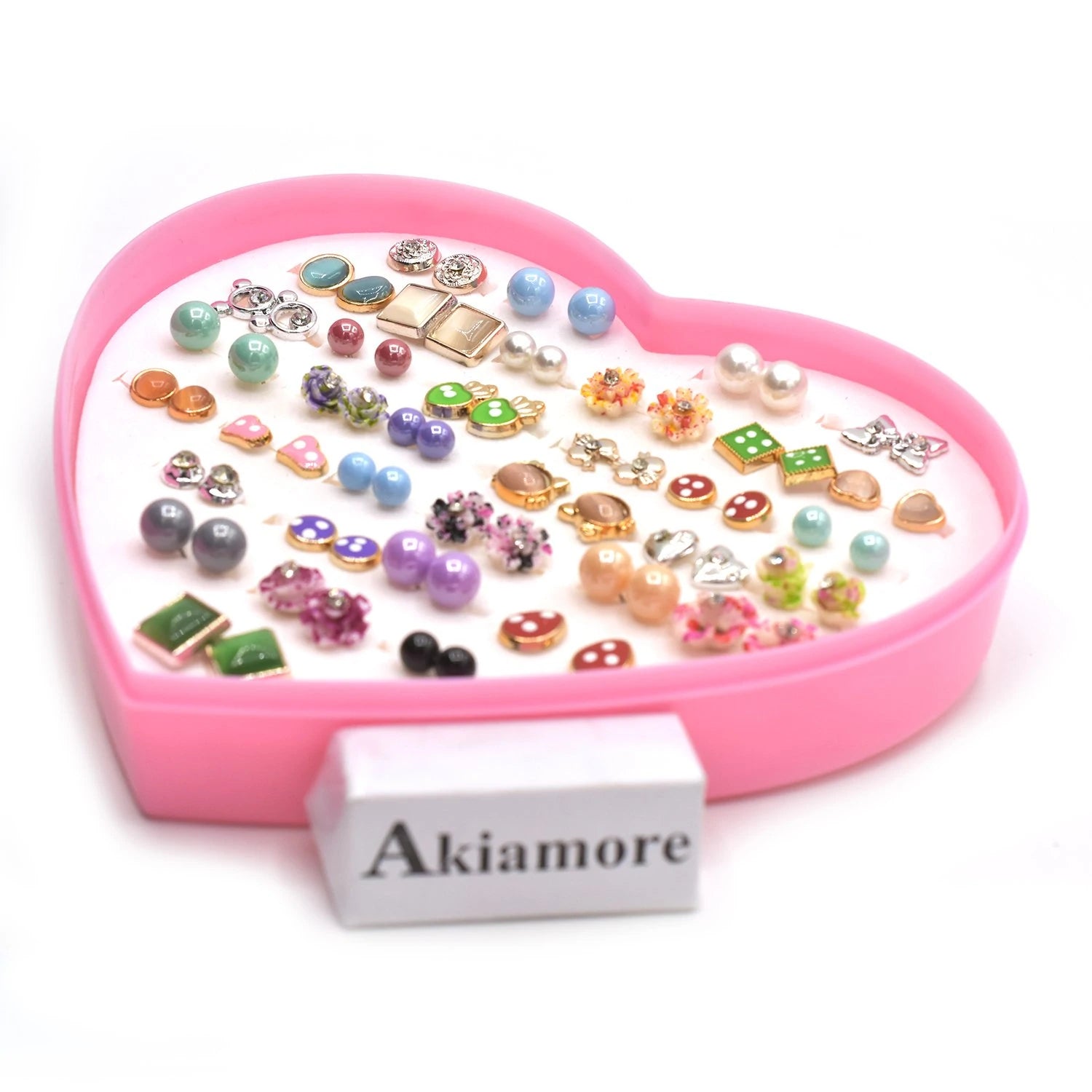 36 pairs Mixed Styles Rhinestone Flower Geometric Animal Crystal Plastic Small Stud Earrings Set For Women Girls Jewelry