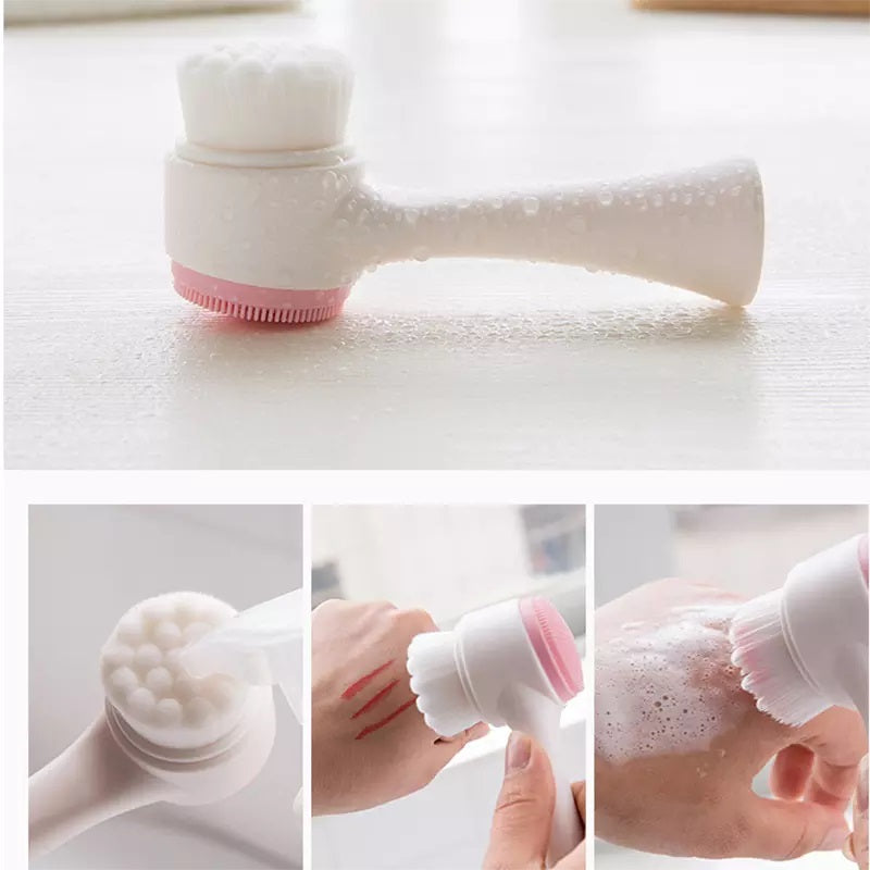 2 in 1 Face Brush for Cleansing and Exfoliating - Facial Cleaning Brush with Soft Bristles - Scrubber to Massage mrfrweu1g-1